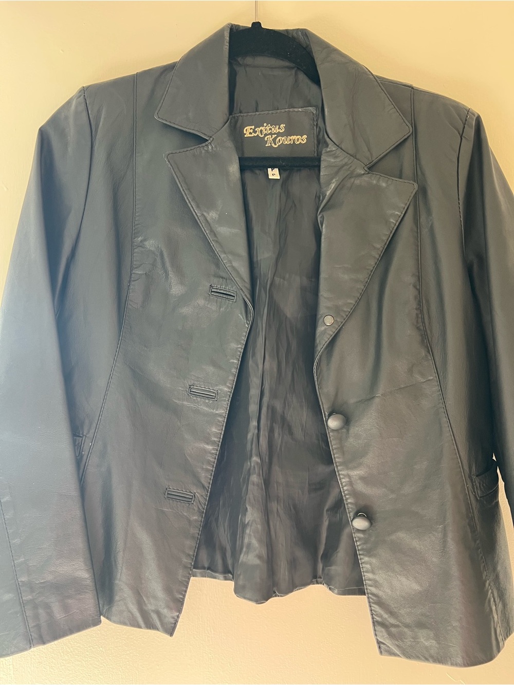 Women's Black Leather Blazer